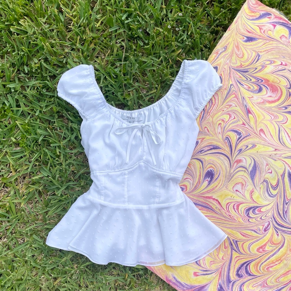 Guess Lace White Blouse Top